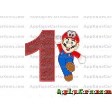 Super Mario Odyssey Applique 01 Embroidery Design Birthday Number 1