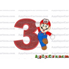 Super Mario Odyssey Applique 01 Embroidery Design Birthday Number 3