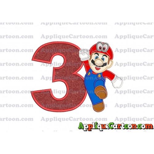 Super Mario Odyssey Applique 01 Embroidery Design Birthday Number 3