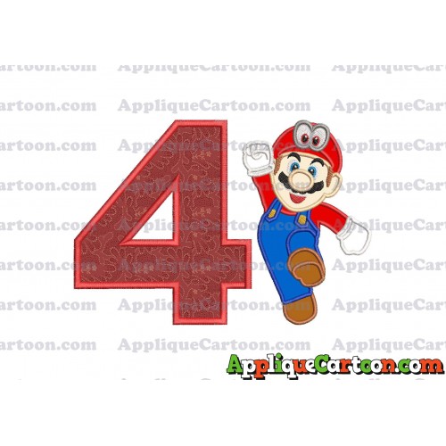 Super Mario Odyssey Applique 01 Embroidery Design Birthday Number 4