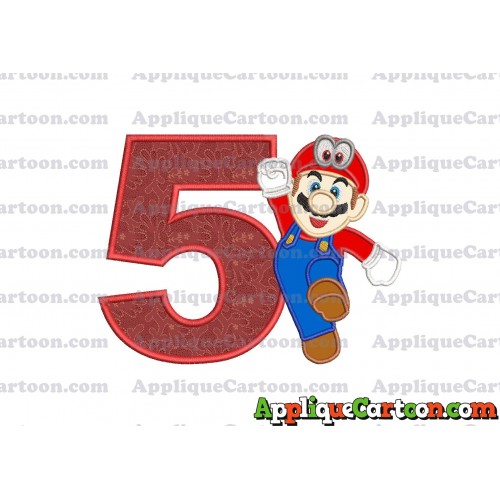 Super Mario Odyssey Applique 01 Embroidery Design Birthday Number 5