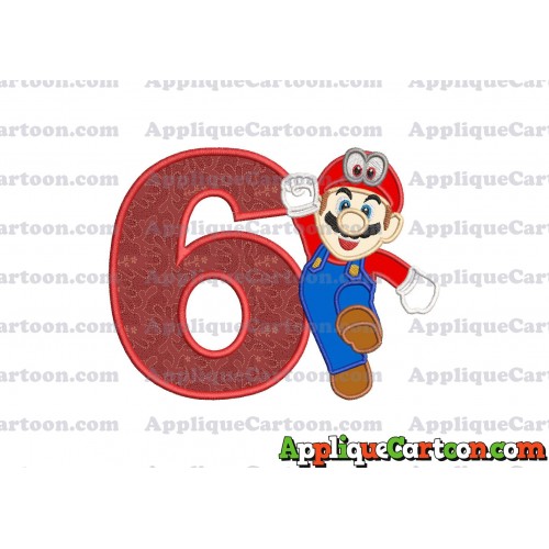 Super Mario Odyssey Applique 01 Embroidery Design Birthday Number 6