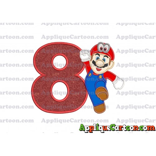 Super Mario Odyssey Applique 01 Embroidery Design Birthday Number 8