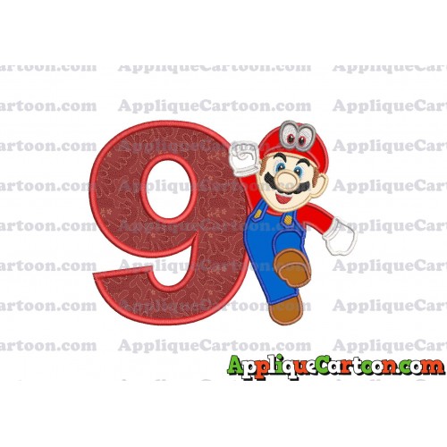 Super Mario Odyssey Applique 01 Embroidery Design Birthday Number 9