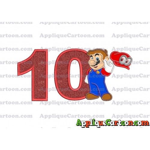 Super Mario Odyssey Applique 02 Embroidery Design Birthday Number 10
