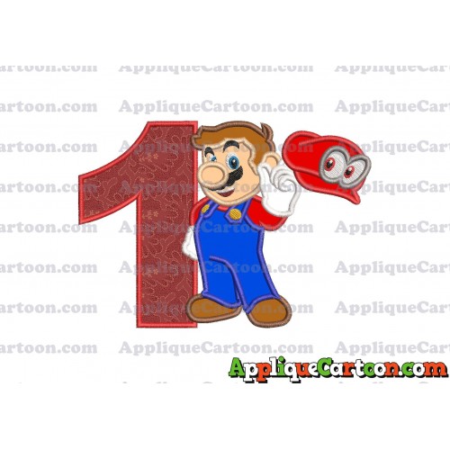 Super Mario Odyssey Applique 02 Embroidery Design Birthday Number 1