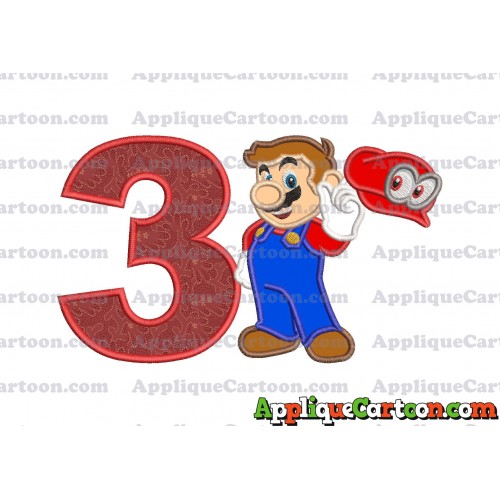 Super Mario Odyssey Applique 02 Embroidery Design Birthday Number 3