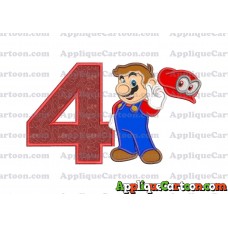 Super Mario Odyssey Applique 02 Embroidery Design Birthday Number 4