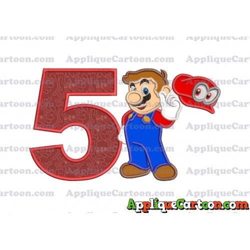 Super Mario Odyssey Applique 02 Embroidery Design Birthday Number 5