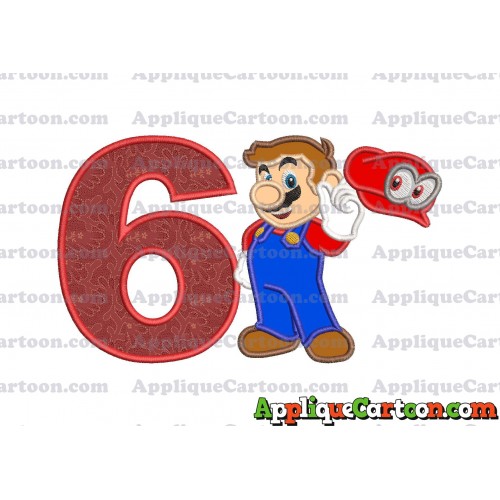 Super Mario Odyssey Applique 02 Embroidery Design Birthday Number 6