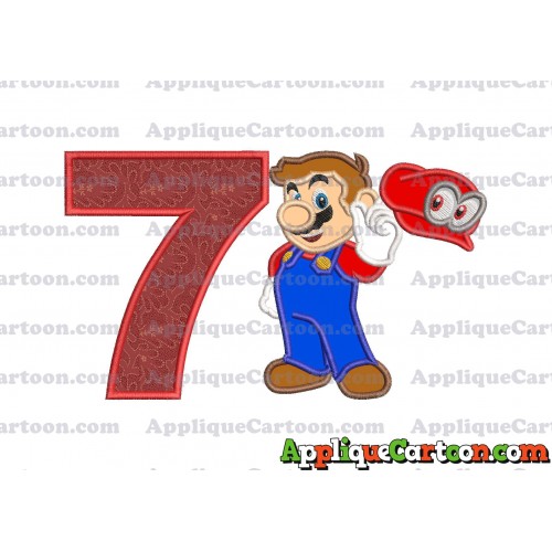 Super Mario Odyssey Applique 02 Embroidery Design Birthday Number 7