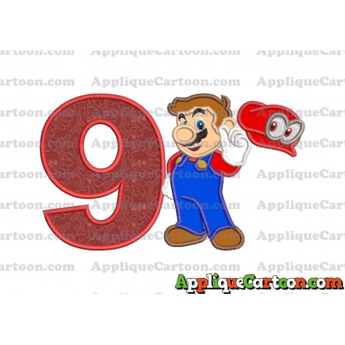 Super Mario Odyssey Applique 02 Embroidery Design Birthday Number 9