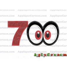 Super Mario Odyssey Eyes Applique Embroidery Design Birthday Number 7