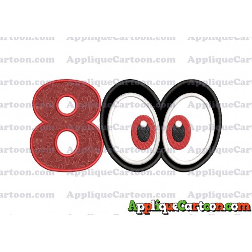 Super Mario Odyssey Eyes Applique Embroidery Design Birthday Number 8