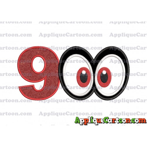 Super Mario Odyssey Eyes Applique Embroidery Design Birthday Number 9