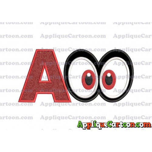 Super Mario Odyssey Eyes Applique Embroidery Design With Alphabet A