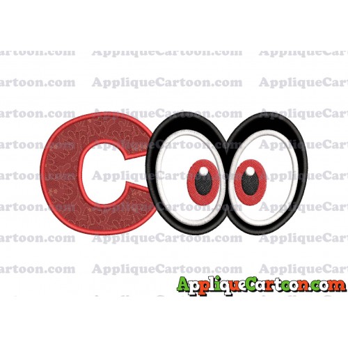 Super Mario Odyssey Eyes Applique Embroidery Design With Alphabet C