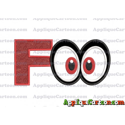 Super Mario Odyssey Eyes Applique Embroidery Design With Alphabet F