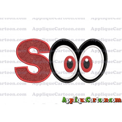Super Mario Odyssey Eyes Applique Embroidery Design With Alphabet S
