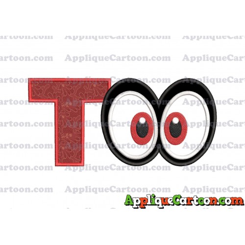 Super Mario Odyssey Eyes Applique Embroidery Design With Alphabet T
