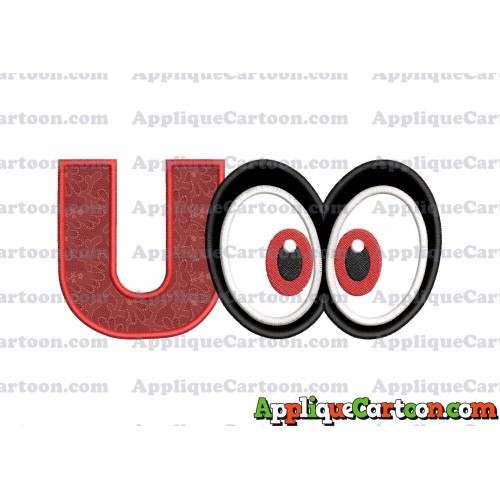 Super Mario Odyssey Eyes Applique Embroidery Design With Alphabet U