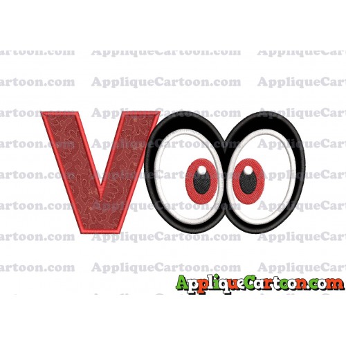 Super Mario Odyssey Eyes Applique Embroidery Design With Alphabet V