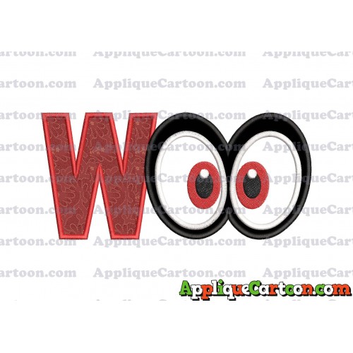 Super Mario Odyssey Eyes Applique Embroidery Design With Alphabet W