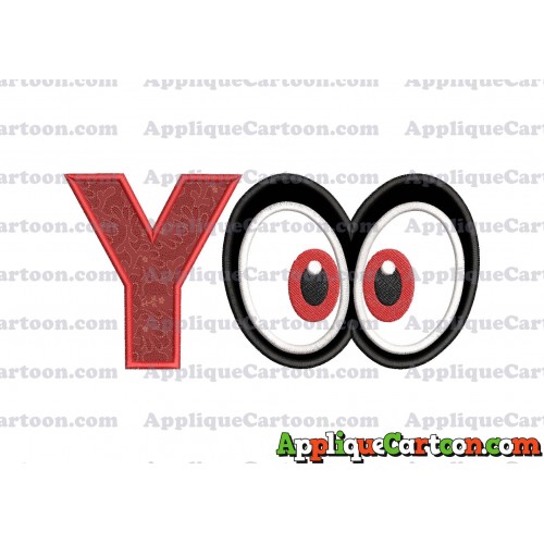 Super Mario Odyssey Eyes Applique Embroidery Design With Alphabet Y