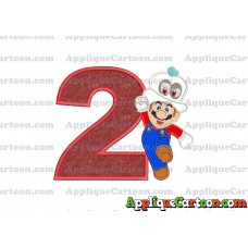 Super Mario Odyssey With Cappy Hat Applique 01 Embroidery Design Birthday Number 2