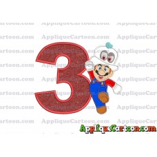 Super Mario Odyssey With Cappy Hat Applique 01 Embroidery Design Birthday Number 3