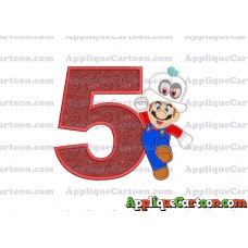 Super Mario Odyssey With Cappy Hat Applique 01 Embroidery Design Birthday Number 5