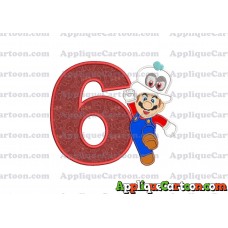 Super Mario Odyssey With Cappy Hat Applique 01 Embroidery Design Birthday Number 6