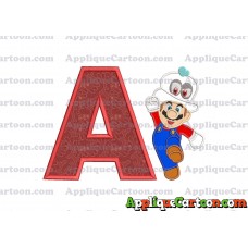 Super Mario Odyssey With Cappy Hat Applique 01 Embroidery Design With Alphabet A