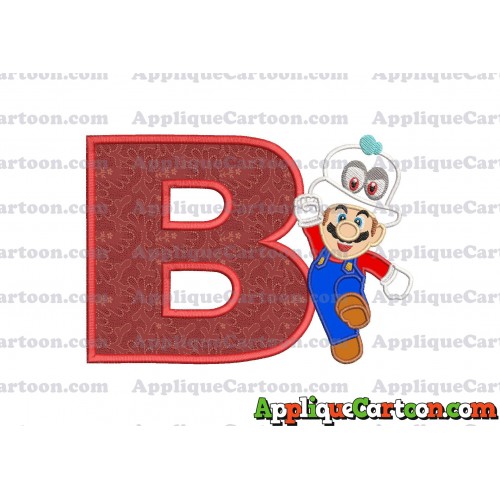 Super Mario Odyssey With Cappy Hat Applique 01 Embroidery Design With Alphabet B
