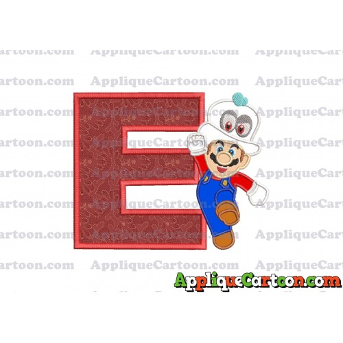 Super Mario Odyssey With Cappy Hat Applique 01 Embroidery Design With Alphabet E
