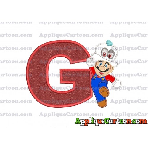 Super Mario Odyssey With Cappy Hat Applique 01 Embroidery Design With Alphabet G