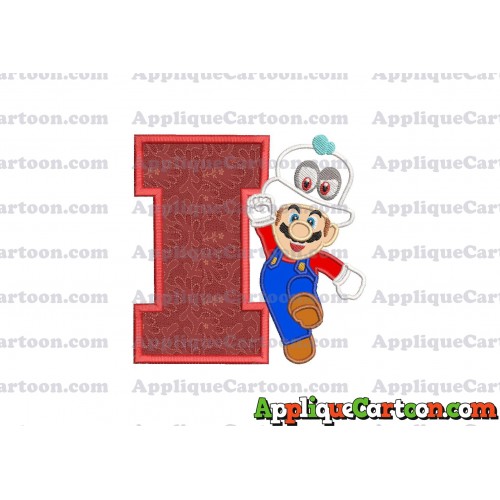 Super Mario Odyssey With Cappy Hat Applique 01 Embroidery Design With Alphabet I