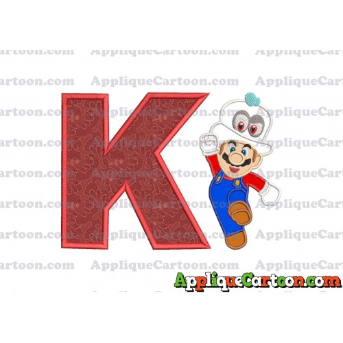 Super Mario Odyssey With Cappy Hat Applique 01 Embroidery Design With Alphabet K