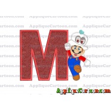 Super Mario Odyssey With Cappy Hat Applique 01 Embroidery Design With Alphabet M