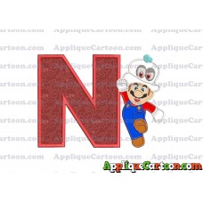 Super Mario Odyssey With Cappy Hat Applique 01 Embroidery Design With Alphabet N