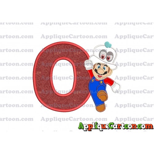 Super Mario Odyssey With Cappy Hat Applique 01 Embroidery Design With Alphabet O
