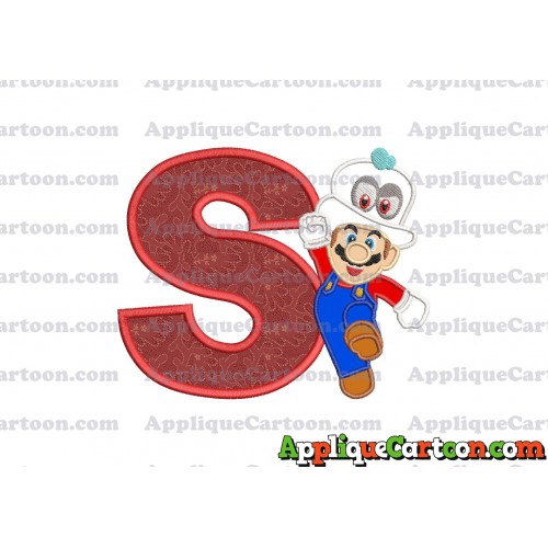 Super Mario Odyssey With Cappy Hat Applique 01 Embroidery Design With Alphabet S