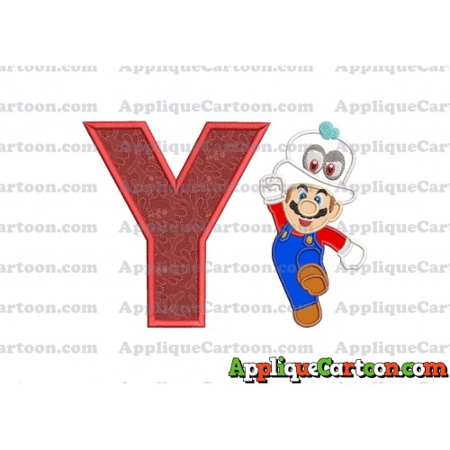 Super Mario Odyssey With Cappy Hat Applique 01 Embroidery Design With Alphabet Y