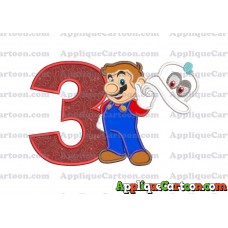 Super Mario Odyssey With Cappy Hat Applique 02 Embroidery Design Birthday Number 3