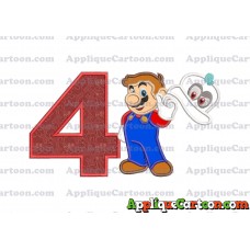 Super Mario Odyssey With Cappy Hat Applique 02 Embroidery Design Birthday Number 4