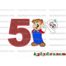 Super Mario Odyssey With Cappy Hat Applique 02 Embroidery Design Birthday Number 5