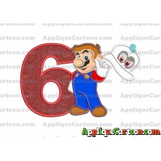 Super Mario Odyssey With Cappy Hat Applique 02 Embroidery Design Birthday Number 6