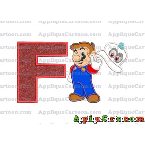 Super Mario Odyssey With Cappy Hat Applique 02 Embroidery Design With Alphabet F