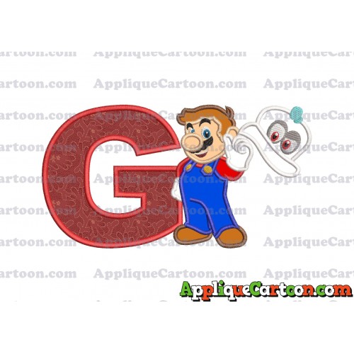 Super Mario Odyssey With Cappy Hat Applique 02 Embroidery Design With Alphabet G