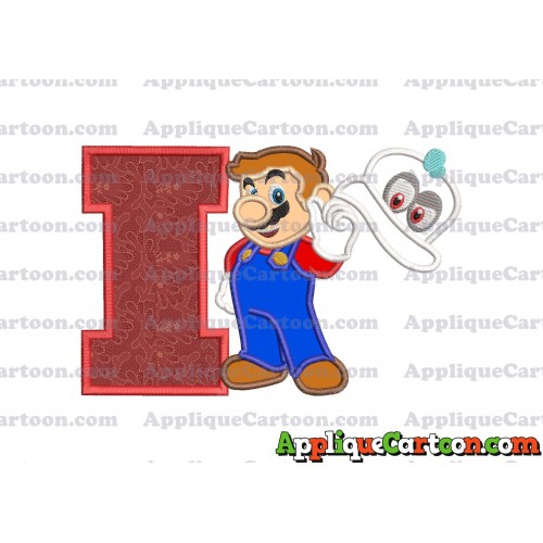 Super Mario Odyssey With Cappy Hat Applique 02 Embroidery Design With Alphabet I